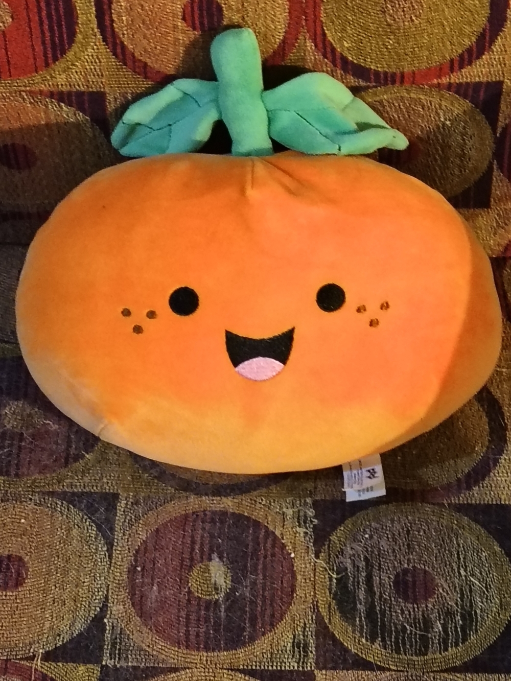 Squishmallows Orange Pumpkin Plush with Green Stem and Leaves